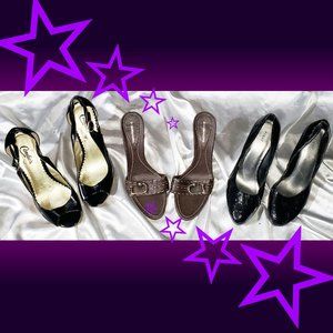 Lot of 3 pairs black brown Size 9.5 high heels Fioni BCBG Candies super cute #3